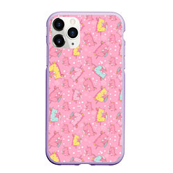 Чехол iPhone 11 Pro матовый Милый единорог паттерн, цвет: 3D-светло-сиреневый