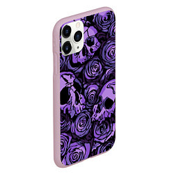 Чехол iPhone 11 Pro матовый Узор Розы и Черепа, цвет: 3D-розовый — фото 2