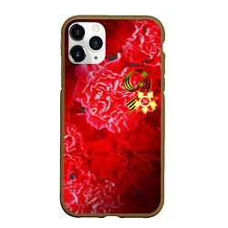Чехол iPhone 11 Pro матовый 9 мая и гвоздики, цвет: 3D-коричневый
