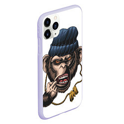 Чехол iPhone 11 Pro матовый Макака гангстер, цвет: 3D-светло-сиреневый — фото 2