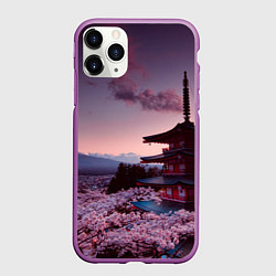 Чехол iPhone 11 Pro матовый Японский городок, цвет: 3D-фиолетовый