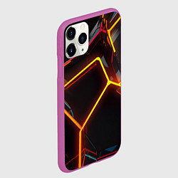 Чехол iPhone 11 Pro матовый Неон на черном фоне, цвет: 3D-фиолетовый — фото 2