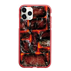Чехол iPhone 11 Pro матовый Камни в пылающей лаве, цвет: 3D-красный