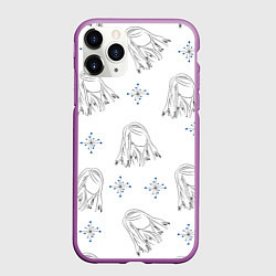 Чехол iPhone 11 Pro матовый Женский силуэт, цвет: 3D-фиолетовый