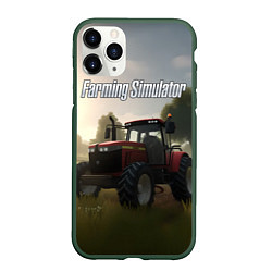 Чехол iPhone 11 Pro матовый Farming Simulator - Красный трактор, цвет: 3D-темно-зеленый