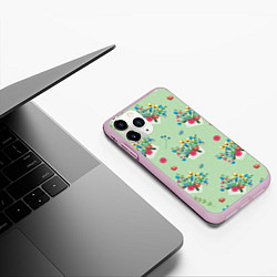 Чехол iPhone 11 Pro матовый Цветы в конверте, цвет: 3D-розовый — фото 2