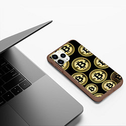 Чехол iPhone 11 Pro матовый Монеты биткоина, цвет: 3D-коричневый — фото 2
