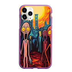 Чехол iPhone 11 Pro матовый Зомби пришли за тобой, цвет: 3D-фиолетовый