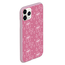 Чехол iPhone 11 Pro матовый Влюбленным паттерн, цвет: 3D-розовый — фото 2