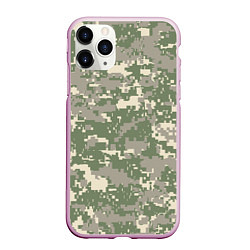 Чехол iPhone 11 Pro матовый Зелено - серый камуфляж, цвет: 3D-розовый