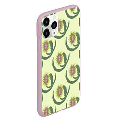 Чехол iPhone 11 Pro матовый Причудливый цветок с большими листьями, цвет: 3D-розовый — фото 2