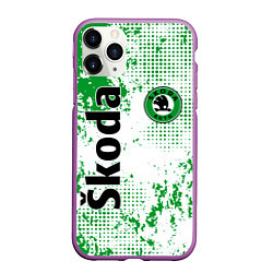 Чехол iPhone 11 Pro матовый Skoda auto logo, цвет: 3D-фиолетовый