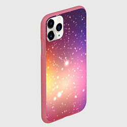 Чехол iPhone 11 Pro матовый Желто фиолетовое свечение и звезды, цвет: 3D-малиновый — фото 2