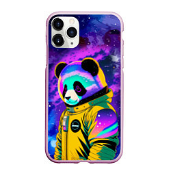 Чехол iPhone 11 Pro матовый Панда-космонавт в космосе - неон, цвет: 3D-розовый