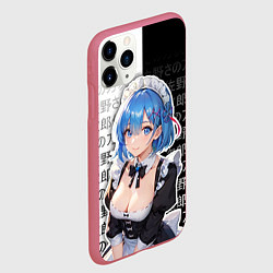 Чехол iPhone 11 Pro матовый Рем - re zero - иероглифы, цвет: 3D-малиновый — фото 2