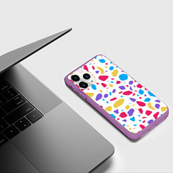 Чехол iPhone 11 Pro матовый Узор из осколков, цвет: 3D-фиолетовый — фото 2