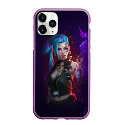 Чехол iPhone 11 Pro матовый Jinx art arcane league of legends, цвет: 3D-фиолетовый