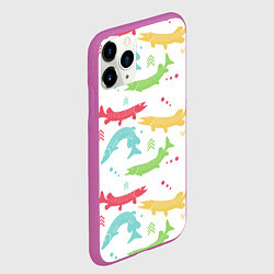 Чехол iPhone 11 Pro матовый Красочные щучки, цвет: 3D-фиолетовый — фото 2