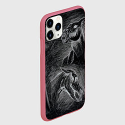 Чехол iPhone 11 Pro матовый Черепа коней - эскиз, цвет: 3D-малиновый — фото 2