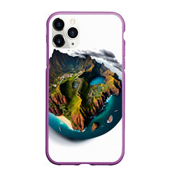 Чехол iPhone 11 Pro матовый Планета с одним островом, цвет: 3D-фиолетовый