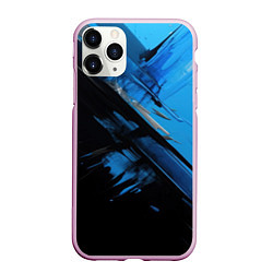 Чехол iPhone 11 Pro матовый Черно-синяя краска, цвет: 3D-розовый