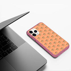 Чехол iPhone 11 Pro матовый Паттерн милой совы, цвет: 3D-малиновый — фото 2