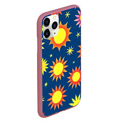 Чехол iPhone 11 Pro матовый Цветы солнца, цвет: 3D-малиновый — фото 2
