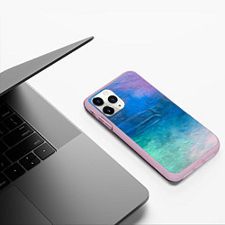 Чехол iPhone 11 Pro матовый Пудра и голубые краски, цвет: 3D-розовый — фото 2