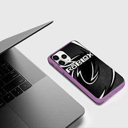 Чехол iPhone 11 Pro матовый Роблокс - белая линия, цвет: 3D-фиолетовый — фото 2