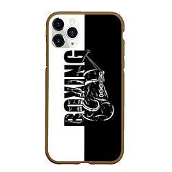 Чехол iPhone 11 Pro матовый Boxing чёрно-белое, цвет: 3D-коричневый