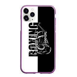 Чехол iPhone 11 Pro матовый Boxing чёрно-белое, цвет: 3D-фиолетовый