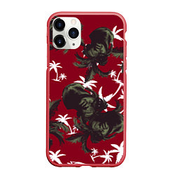 Чехол iPhone 11 Pro матовый Пальмы и Давид Микеланджело, цвет: 3D-красный
