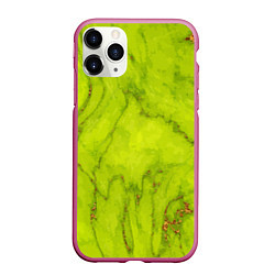 Чехол iPhone 11 Pro матовый Abstraction green, цвет: 3D-малиновый