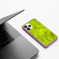 Чехол iPhone 11 Pro матовый Abstraction green, цвет: 3D-фиолетовый — фото 2