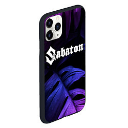 Чехол iPhone 11 Pro матовый Sabaton neon monstera, цвет: 3D-черный — фото 2