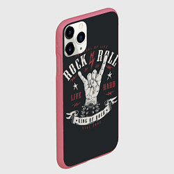 Чехол iPhone 11 Pro матовый Rock and roll - жест козы, цвет: 3D-малиновый — фото 2