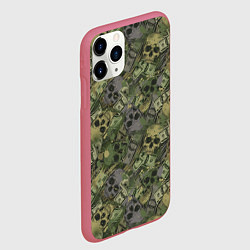 Чехол iPhone 11 Pro матовый Камуфляж с черепами и долларами, цвет: 3D-малиновый — фото 2