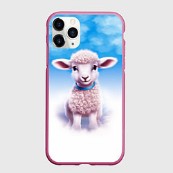 Чехол iPhone 11 Pro матовый Ягнёнок, цвет: 3D-малиновый