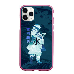 Чехол iPhone 11 Pro матовый Kimetsu no Yaiba Гию Томиока и волны, цвет: 3D-малиновый