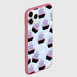 Чехол iPhone 11 Pro матовый Корабль с трубами, цвет: 3D-малиновый — фото 2