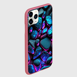 Чехол iPhone 11 Pro матовый Неоновые камни, цвет: 3D-малиновый — фото 2