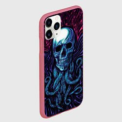 Чехол iPhone 11 Pro матовый Череп с щупальцами арт, цвет: 3D-малиновый — фото 2