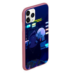 Чехол iPhone 11 Pro матовый Cyberpunk: Edgerunners Дэвид и Люси, цвет: 3D-малиновый — фото 2