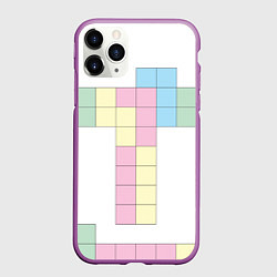 Чехол iPhone 11 Pro матовый Тетрис буква т падающие блоки, цвет: 3D-фиолетовый