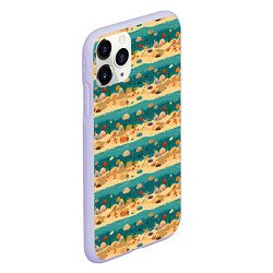Чехол iPhone 11 Pro матовый Пляж море и ракушки, цвет: 3D-светло-сиреневый — фото 2