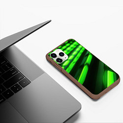 Чехол iPhone 11 Pro матовый Green neon abstract, цвет: 3D-коричневый — фото 2