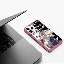 Чехол iPhone 11 Pro матовый Сагири и Габимару, цвет: 3D-малиновый — фото 2