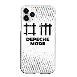 Чехол iPhone 11 Pro матовый Depeche Mode с потертостями на светлом фоне, цвет: 3D-белый