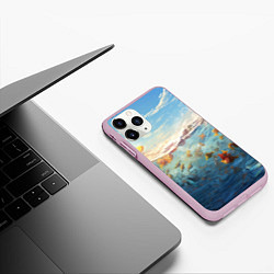 Чехол iPhone 11 Pro матовый Рыбки выплескиваются из воды, цвет: 3D-розовый — фото 2