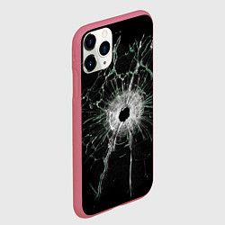 Чехол iPhone 11 Pro матовый Осколки стекла, цвет: 3D-малиновый — фото 2